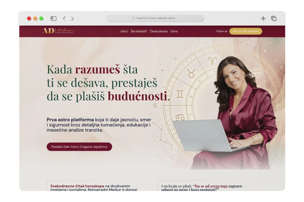 Astro Dragana membership platforma